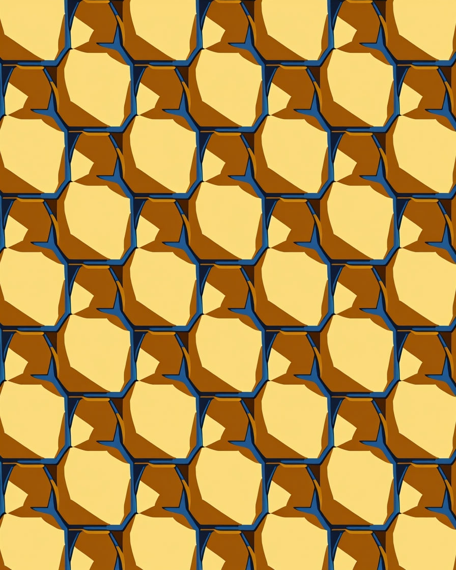 Golden Honeycomb Geometric Pattern Rug