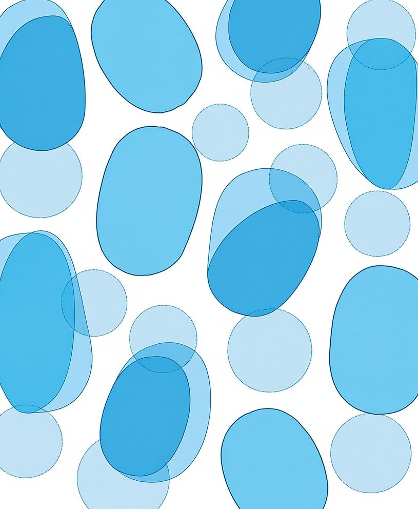 Abstract Blue Blob Pattern Rug