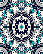 Intricate Teal Floral Mandala Pattern Rug