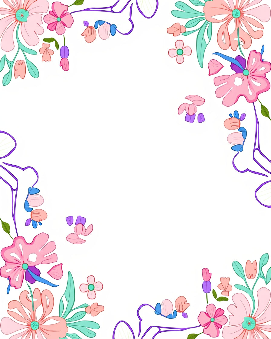 Whimsical Floral Vines Petals Design Rug