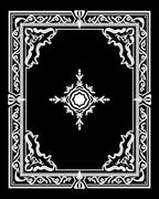 Elegant Black White Floral Scroll Frame Rug