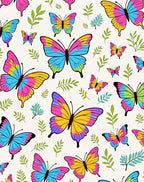 Vibrant Butterfly Pattern with Leaves Rug