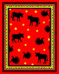 Bold Bull Star Red Border Rug