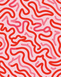 Playful Red Pink Wavy Line Design Rug