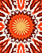Fiery Radial Sunburst Pattern Rug