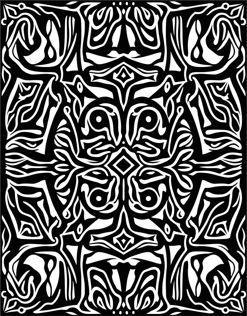 Bold Black White Swirling Abstract Pattern Rug