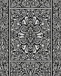 Intricate Black White Floral Pattern Rug