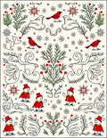 Whimsical Red Cardinal Snowman Skating Festive Rug