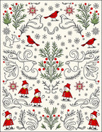 Whimsical Red Cardinal Snowman Skating Festive Rug