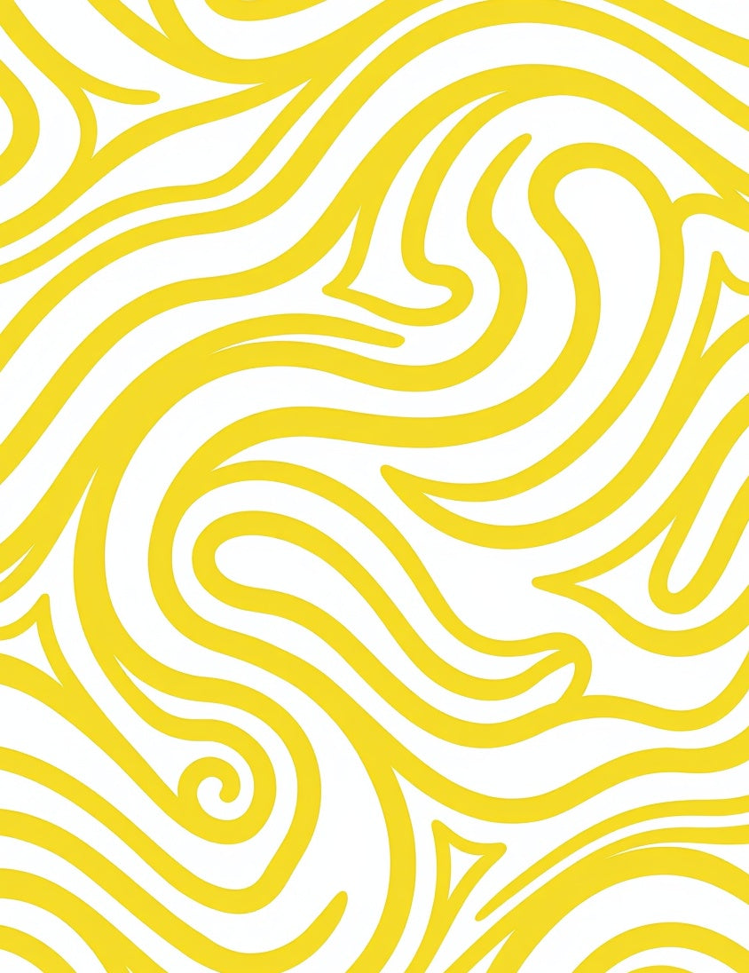 Yellow Flowing Lines Pattern Rug