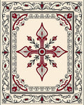 Maroon Crest Red Floral Filigree Rug