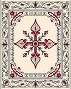 Maroon Crest Red Floral Filigree Rug