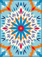 Azure Mandala Floral Pattern Rug