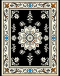 Classic Floral Mandala With Geometric Border Rug