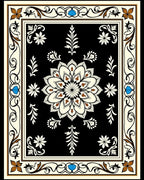 Classic Floral Mandala With Geometric Border Rug
