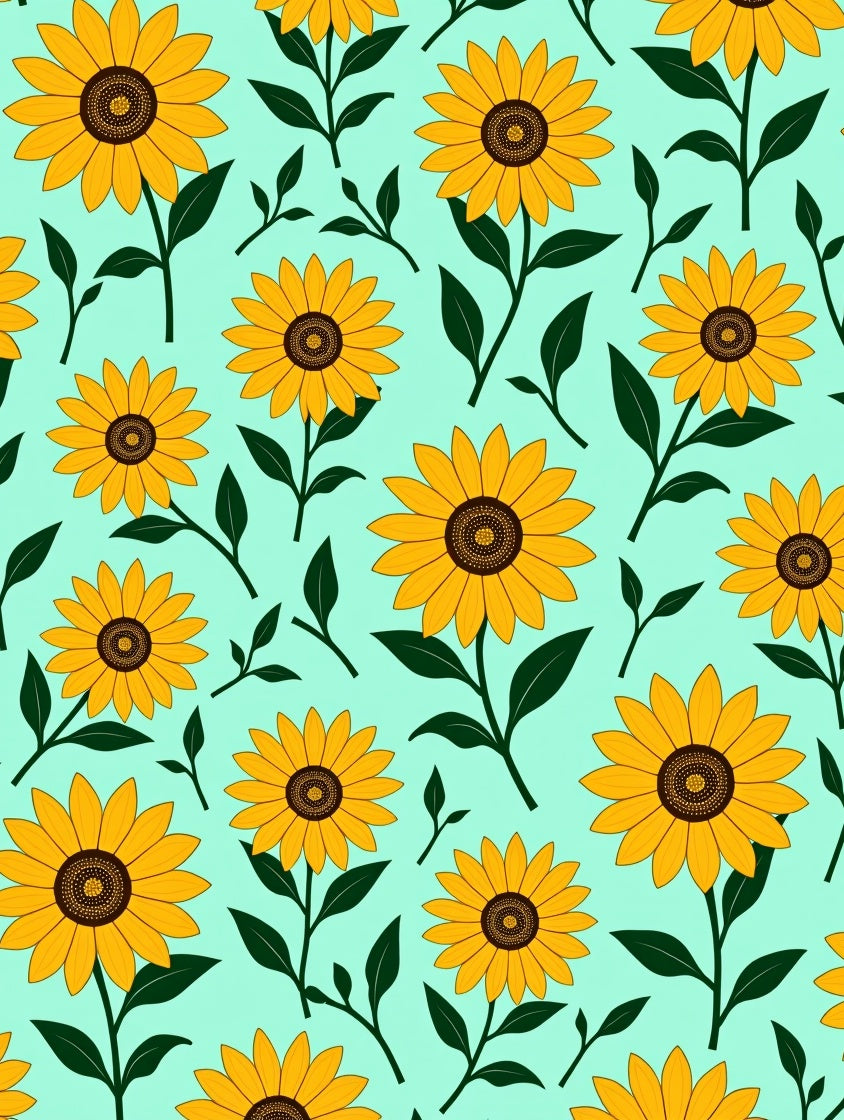 Bright Yellow Sunflower Floral Pattern Rug