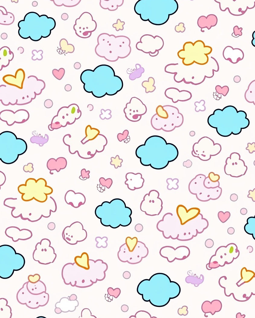 Whimsical Cloud Heart Pattern Design Rug