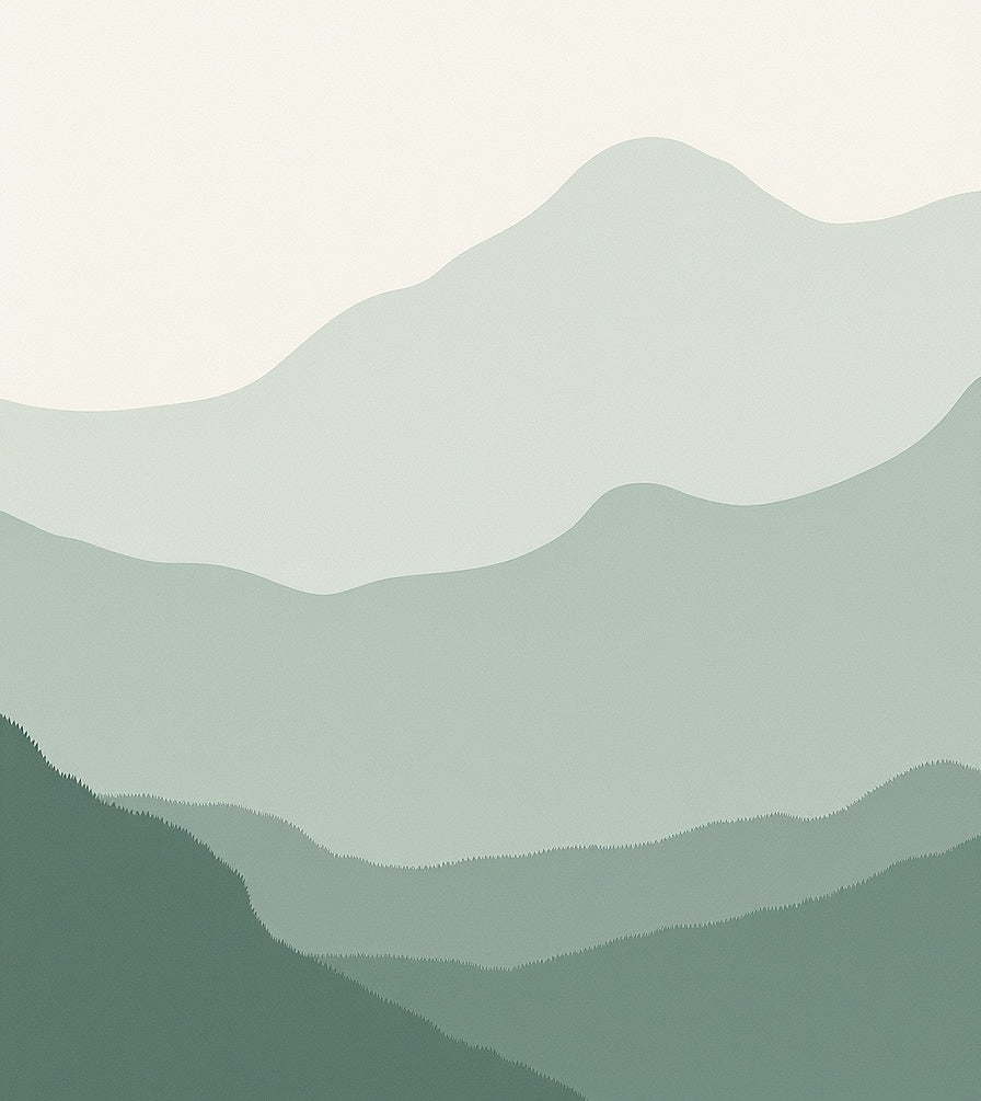 Layered Sage Green Mountain Horizon Rug