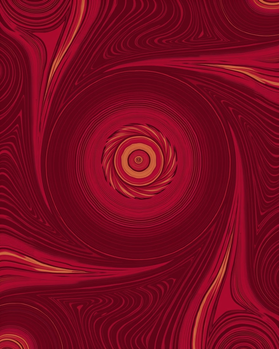 Abstract Red Swirl Pattern Rug