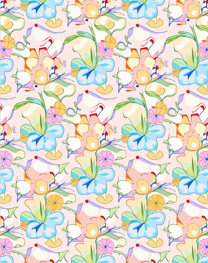 Abstract Floral Pattern With Pastel Hues Rug