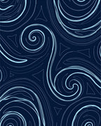Navy Swirling Lines Pattern Rug