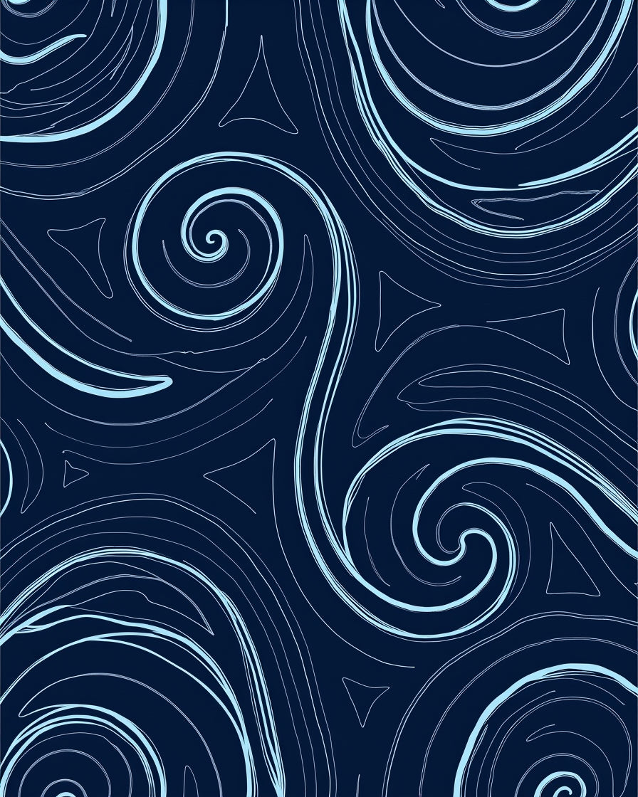 Navy Swirling Lines Pattern Rug