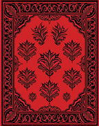 Bold Floral Pattern Red Black Rug