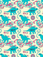 Dinosaur Rococo Swirl Design Rug