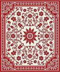 Red Floral Medallion Intricate Border Rug