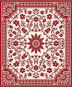 Red Floral Medallion Intricate Border Rug