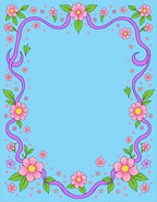 Pink flowers and purple ribbon border Rug