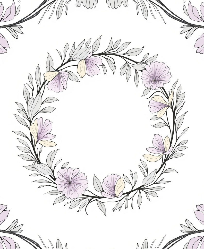 Delicate Floral Wreath Design Rug