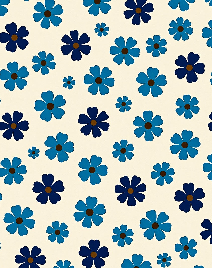 Retro Blue Flower Power Pattern Rug