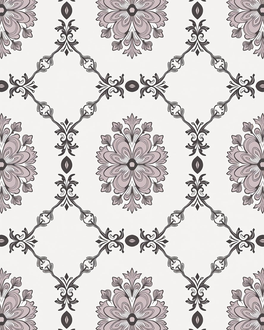 Damask Floral Diamond Pattern Rug