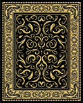 Ornate Abstract Golden Swirl Pattern Rug
