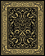 Ornate Abstract Golden Swirl Pattern Rug