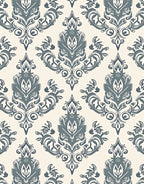 Damask Inspired Floral Scroll Pattern Rug