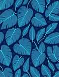 Tropical Leaf Pattern In 2 Shades Blue Rug