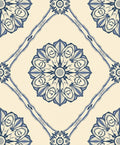 Floral Medallion Cream Blue Pattern Rug