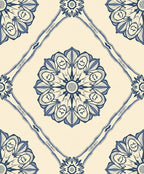 Floral Medallion Cream Blue Pattern Rug