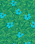 Green Tropical Hibiscus Floral Pattern Rug