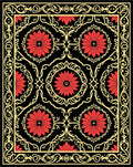 Crimson Floral Medallion Vintage Border Rug