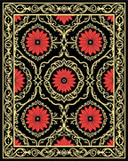 Crimson Floral Medallion Vintage Border Rug