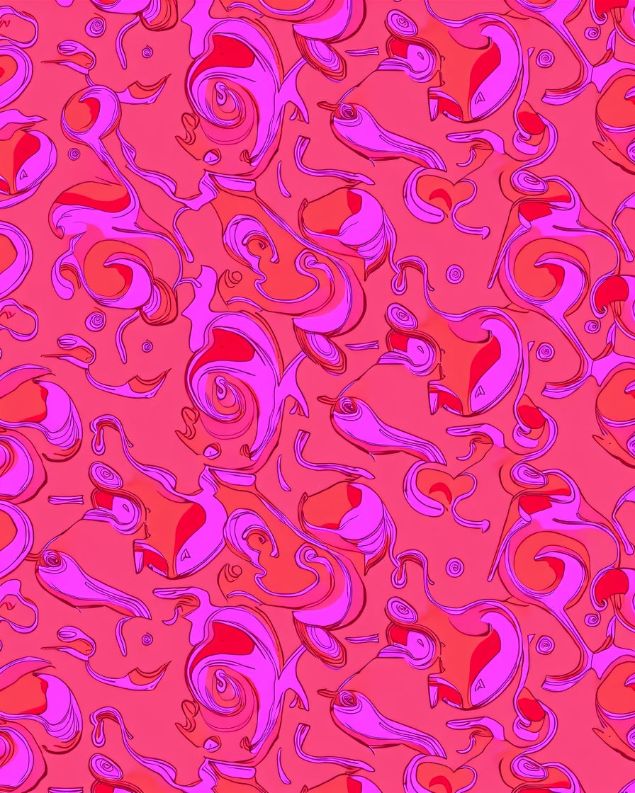 Whimsical Pink Coral Abstract Swirls Rug
