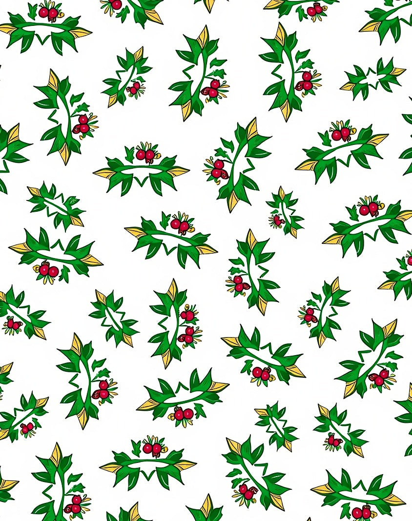 Green Red Berry Foliage Arrangement Rug