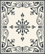 Ornate Floral Scrollwork Motif Rug