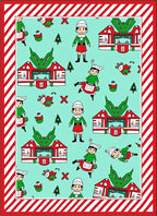 Festive Elf Holiday Scene Rug