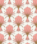 Pink Palm Frond Pattern Design Rug