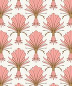 Pink Palm Frond Pattern Design Rug