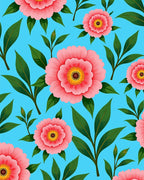 Pink Peony Garden With Green Leaves Rug